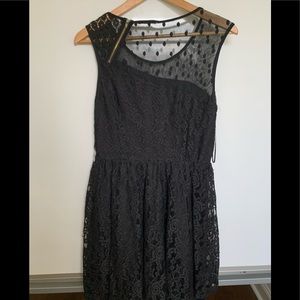 Lace Black Dress with Flower Designs